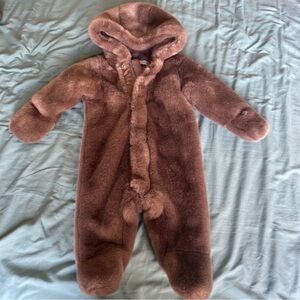 Tartine Et Chocolat Faux Fur Hooded Snow Suit Bunting Taupe Unisex 6 M Baby EUC